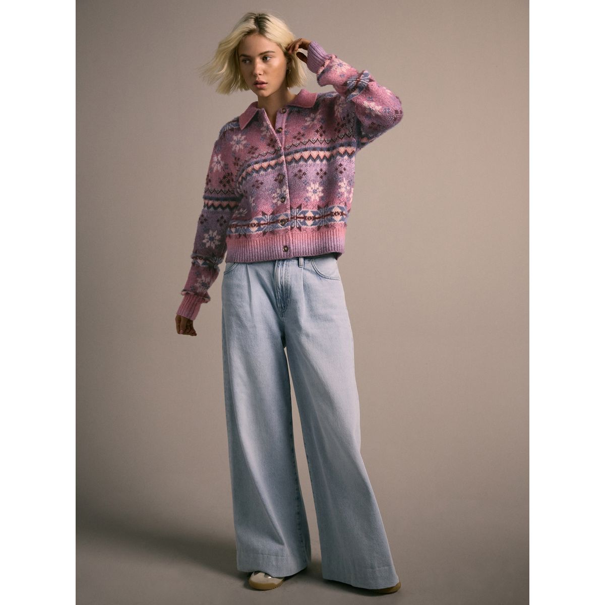 Cardigan teint par sections rose/violet multicolore, NEXT