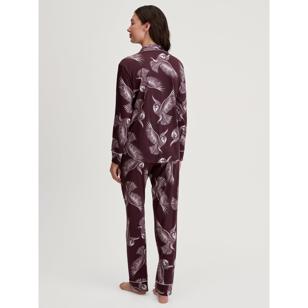Pyjama boutonné de part en part en modal TENCEL™ et soie manches longues Modal MOONLIGHT DREAMS rouge, CALIDA