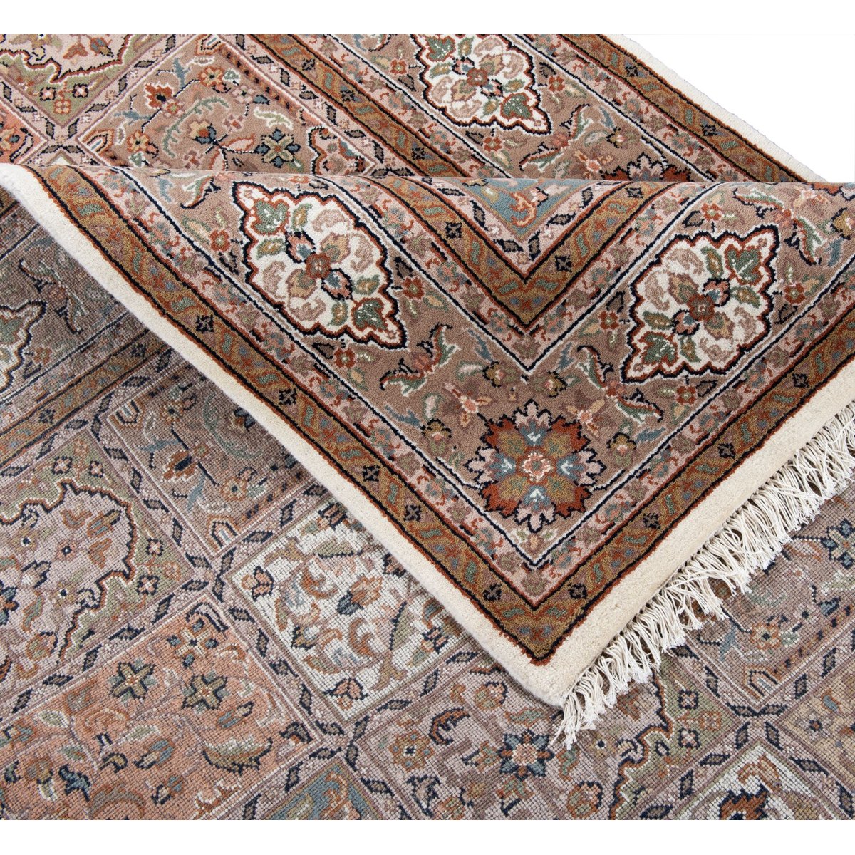 Tapis d'orient classique Benares noué main crème marron, THEKO