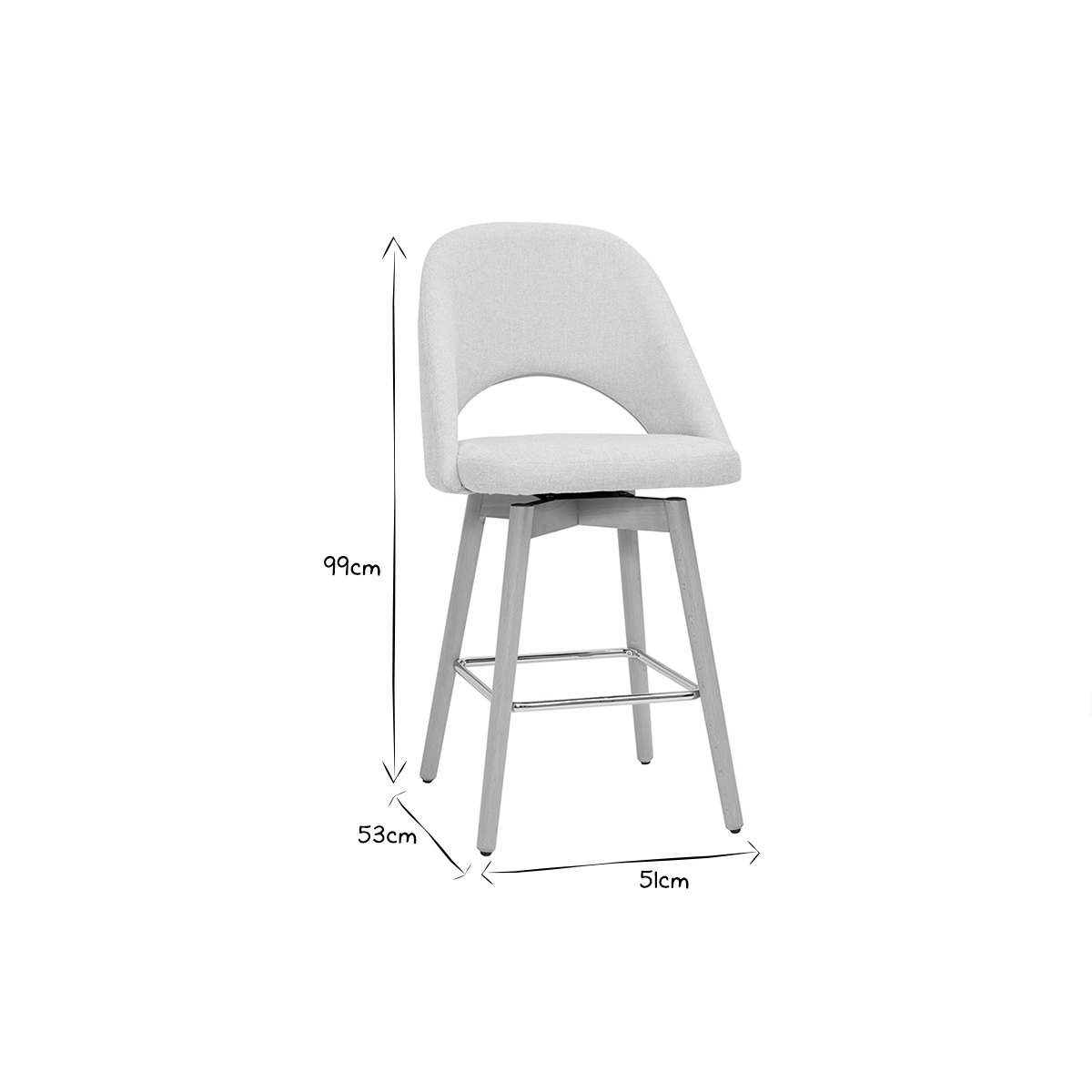 Tabourets de bar scandinaves en tissu velours côtelé vert kaki et hévéa massif 65 cm (lot de 2) COSETTE beige, MILIBOO