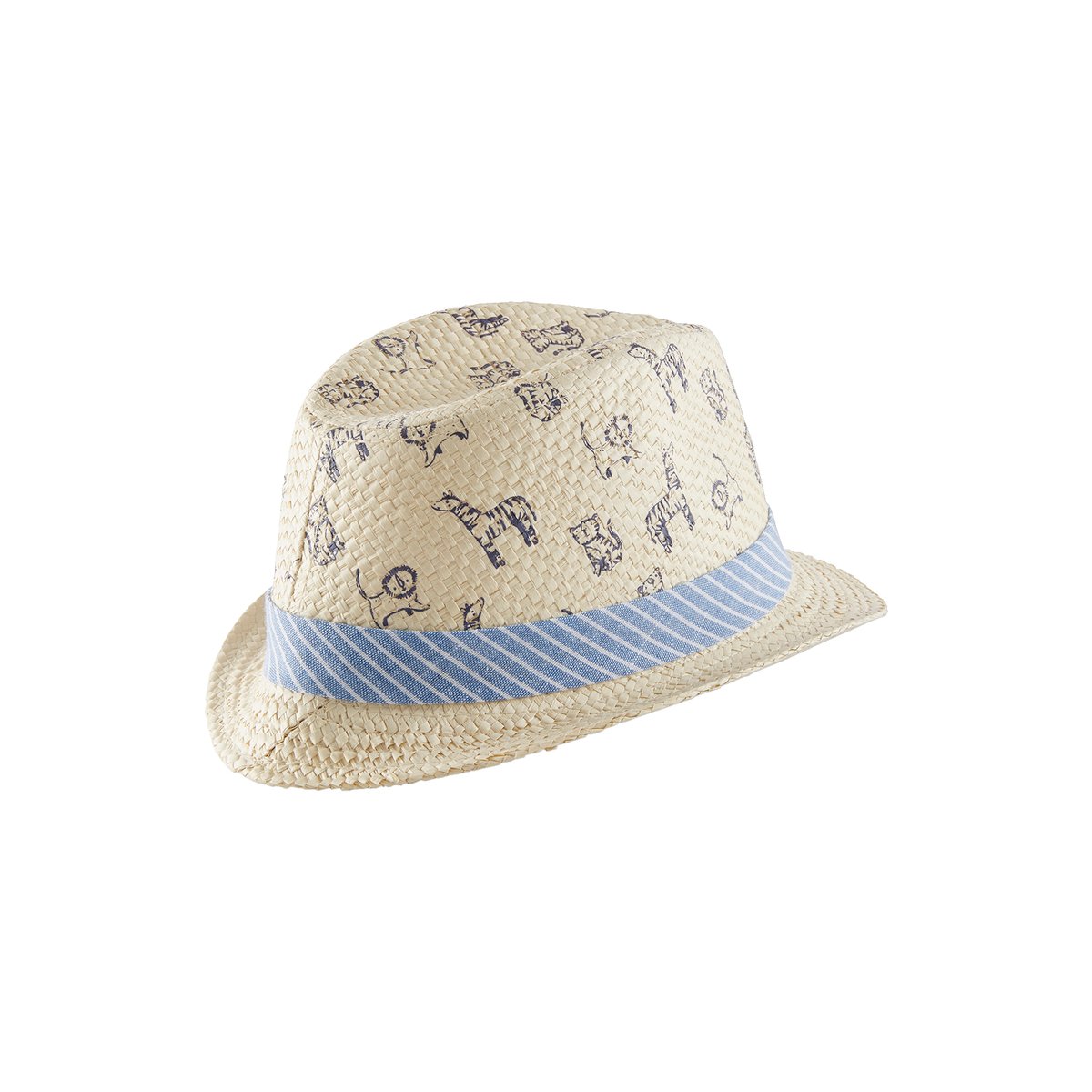 Borsalino aspect paille naturel imprimé, VERTBAUDET
