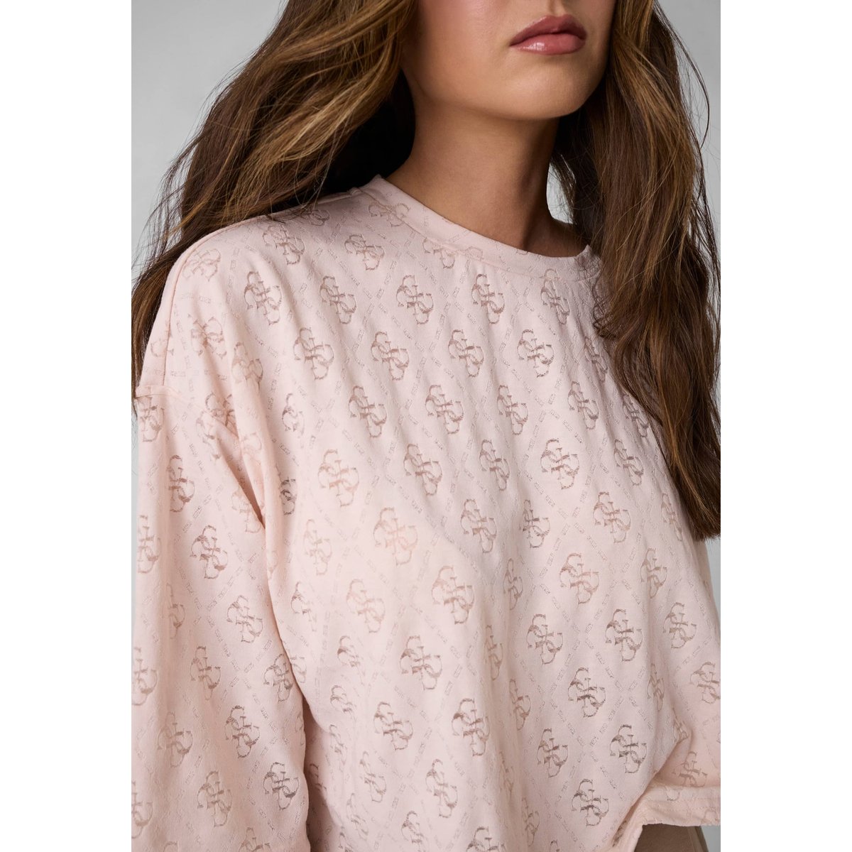 T-Shirt Crop Avec Logo 4G rose, GUESS