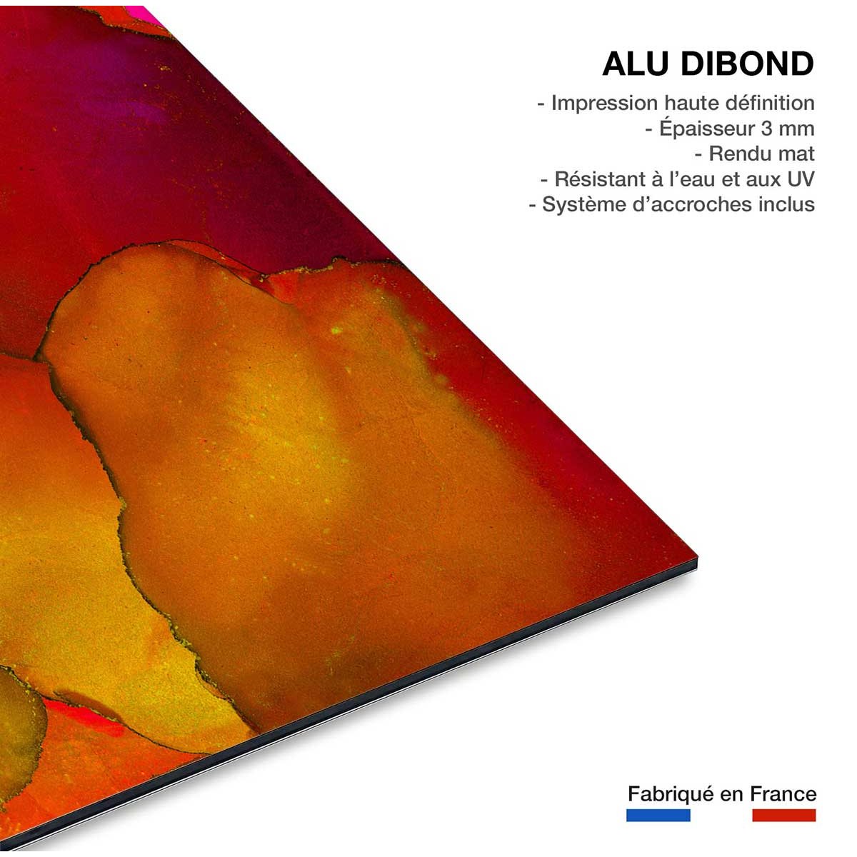 Tableau fragments orangés tableau alu dibond, HEXOA