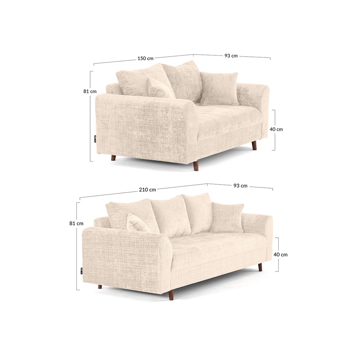 Rune - Ensemble de canapés droits 2+3 places velours texturé bleu, BEST MOBILIER
