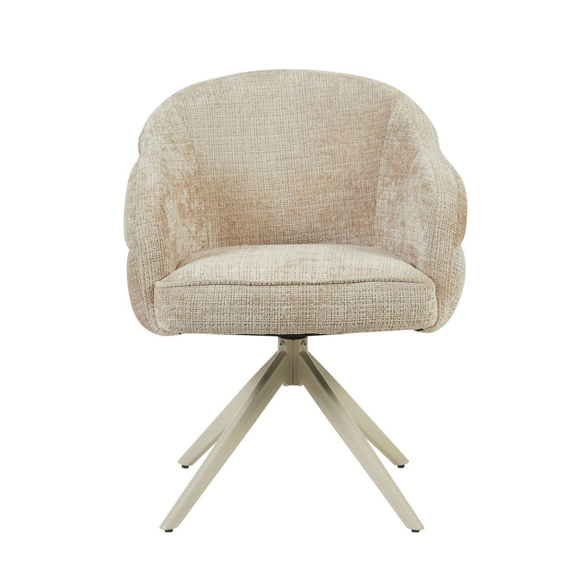 Chaise arrondie pivotante dossier structuré (lot de 2) CORTINA beige, PIER IMPORT