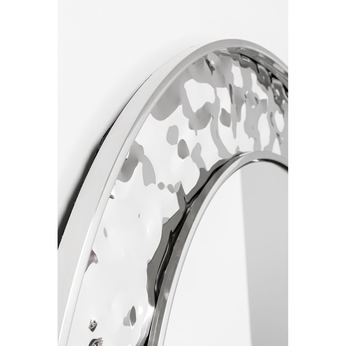 Miroir rond en acier texturé 100cm, CARINO argent, KARE DESIGN