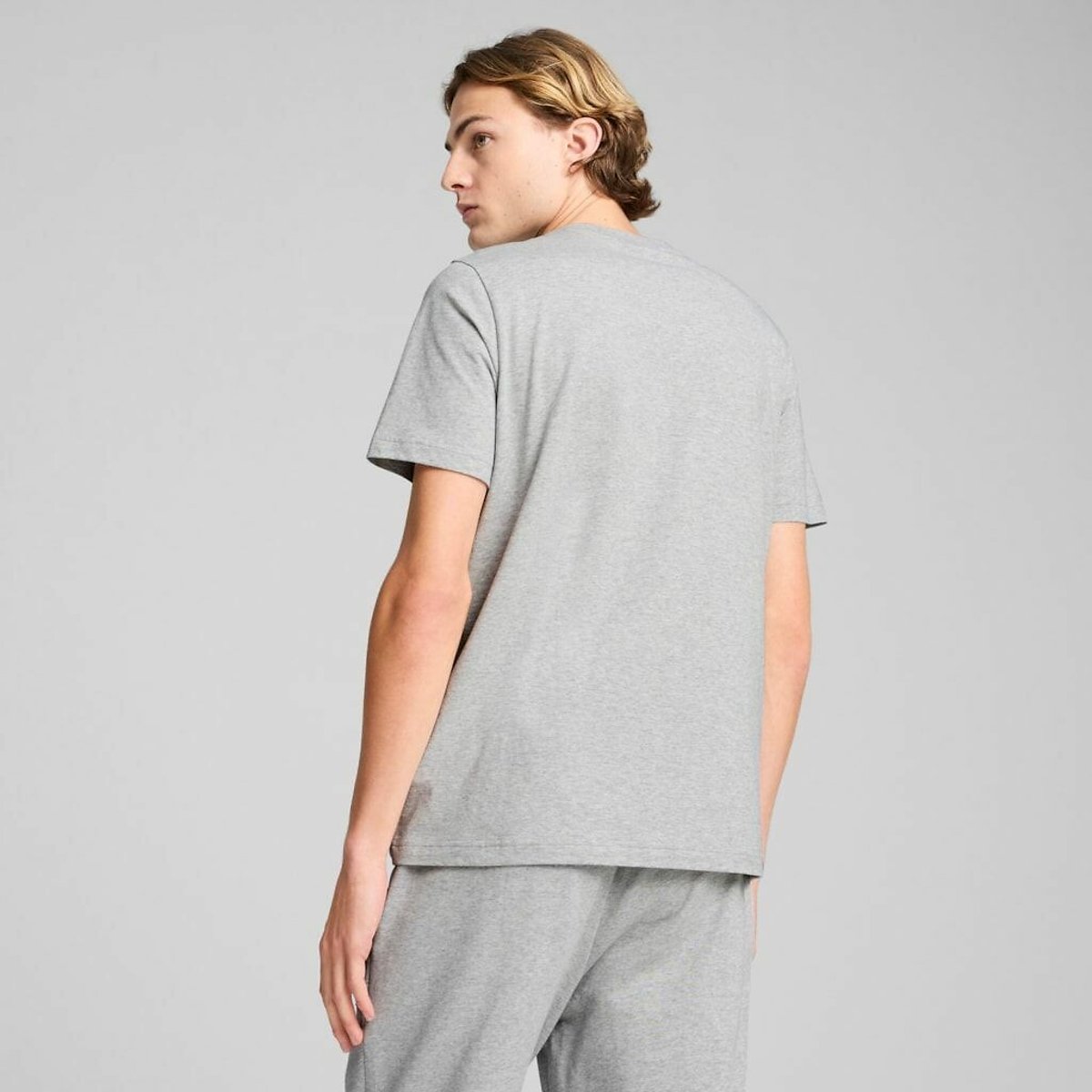 Short-Sleeved T-Shirt with Square Embroidered Logo grey, PUMA