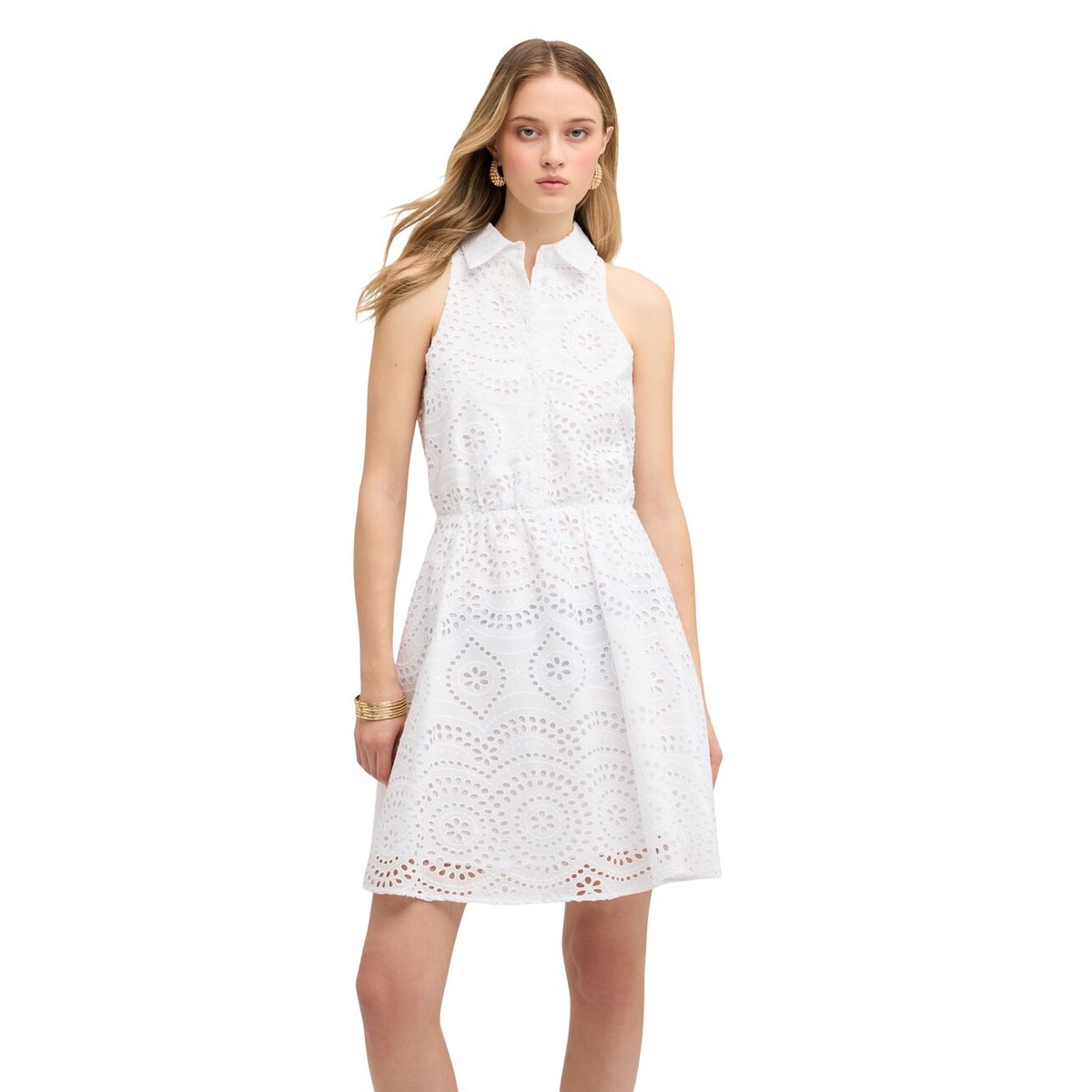 Robe chemise en broderie anglaise blanc, MOTIVI