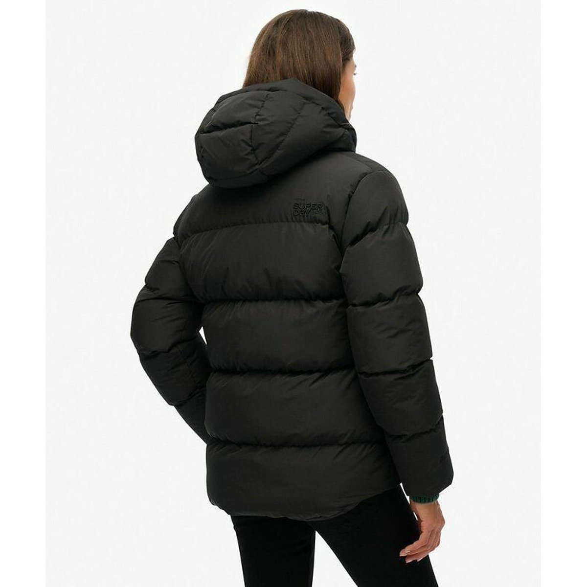 Doudoune à capuche matelassée noir, SUPERDRY