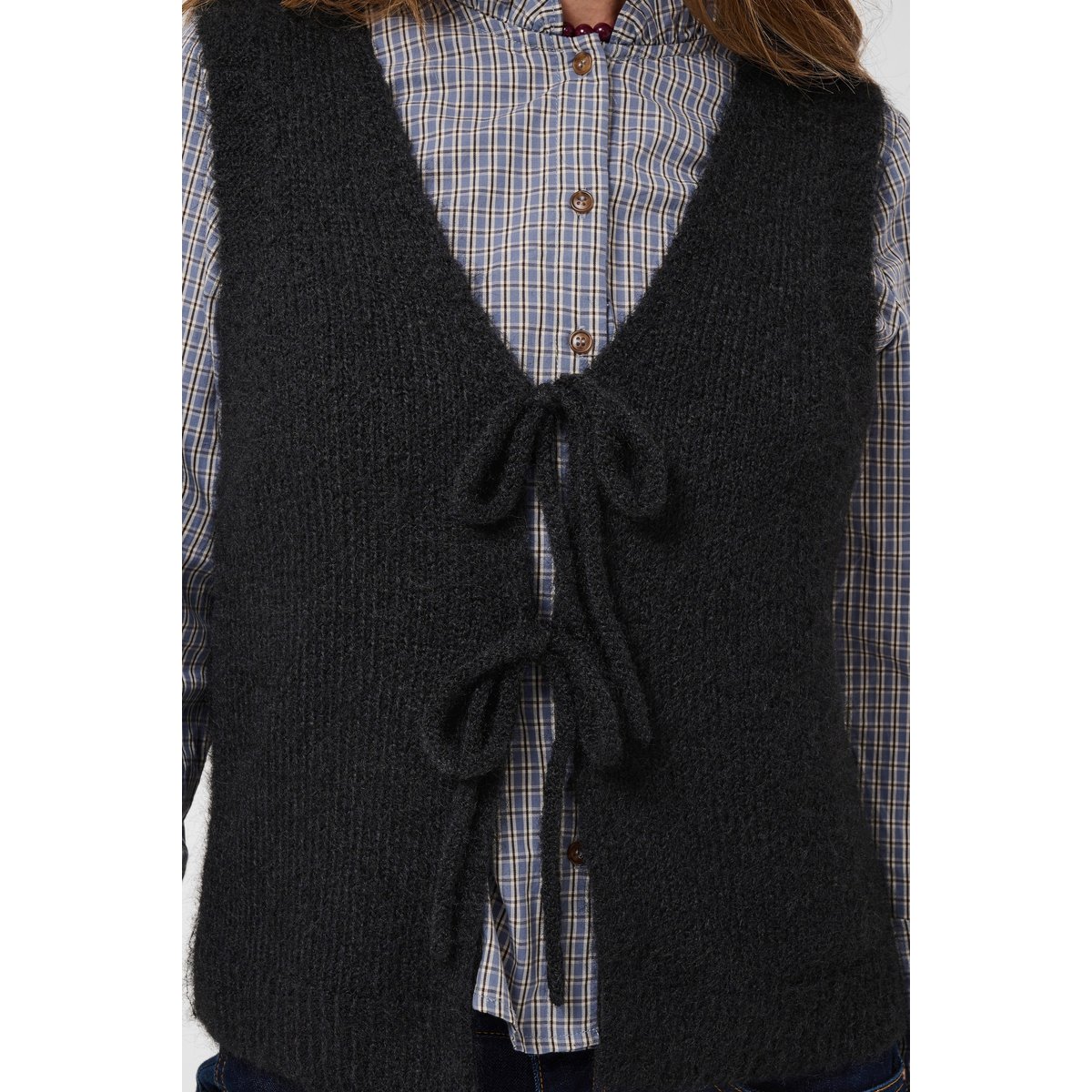 Manteau tricoté noir pitch black, CREAM