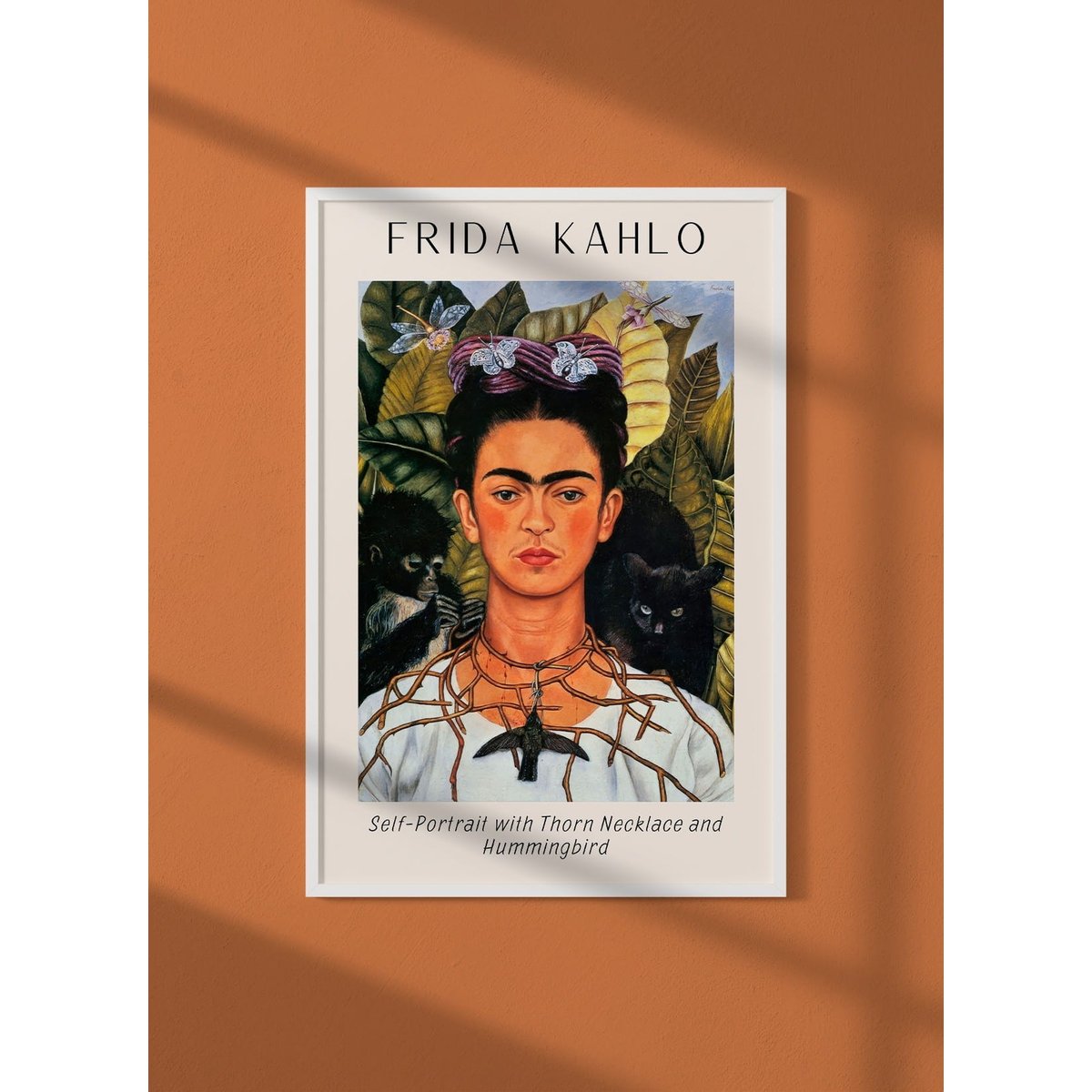 Affiche Frida Kahlo « Self-Portrait with Thorn Necklace and Hummingbird » blanc, L'AFFICHERIE