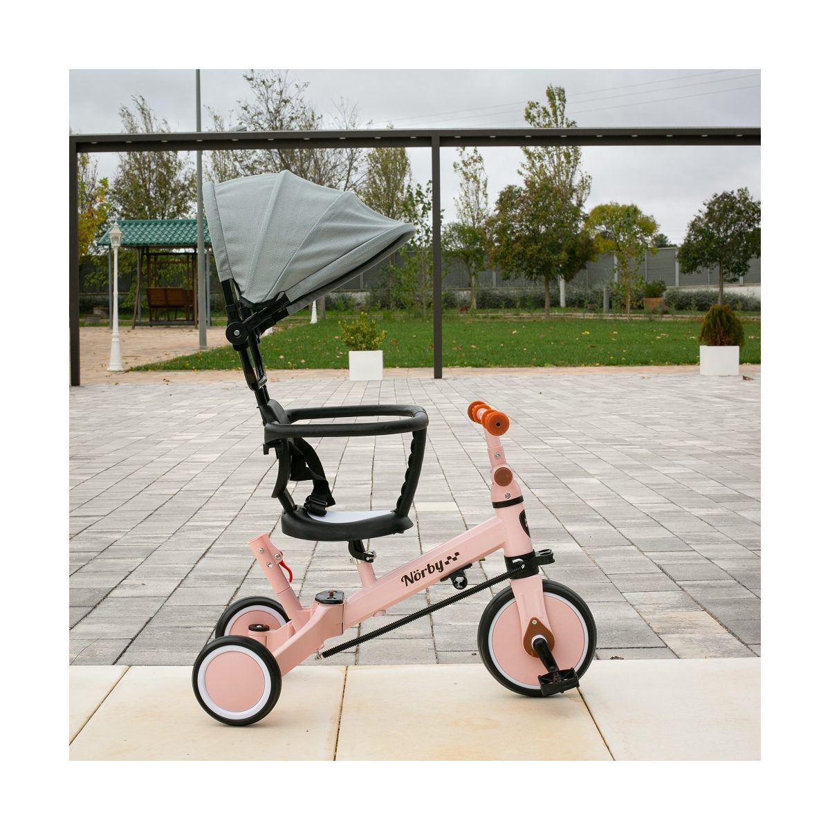 Tricycle évolutif multifonction - rose - canne parentale multicolore, INTERBABY