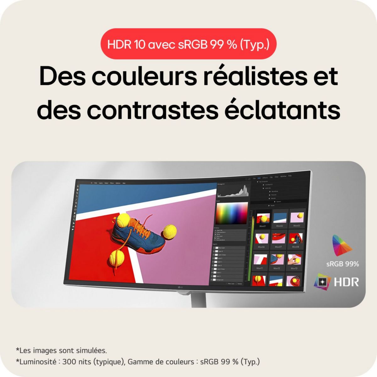 Ecran PC UltraGear 34U601SA 34'' UWQHD 100Hz VA 5 ms HDR WebOS couleur unique, LG