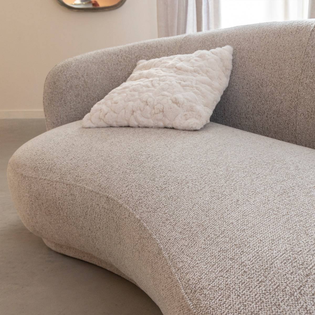 Canapé en tissu arrondi 3 places MADDY gris, MADE IN MEUBLES