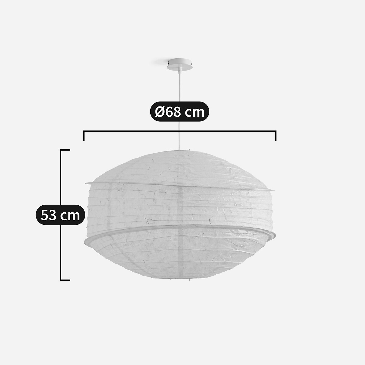 Nassah Pendant Light in Textured Paper, Diameter 68cm white, AM.PM