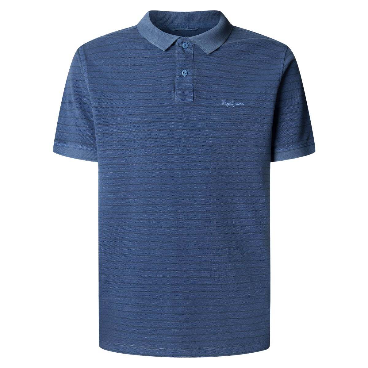 Polo À Rayures En Piqué bleu marine délavé, PEPE JEANS