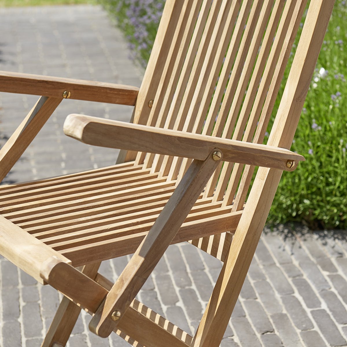 Fauteuil de jardin en teck massif pliant MIDLAND naturel, BERAH GETAH
