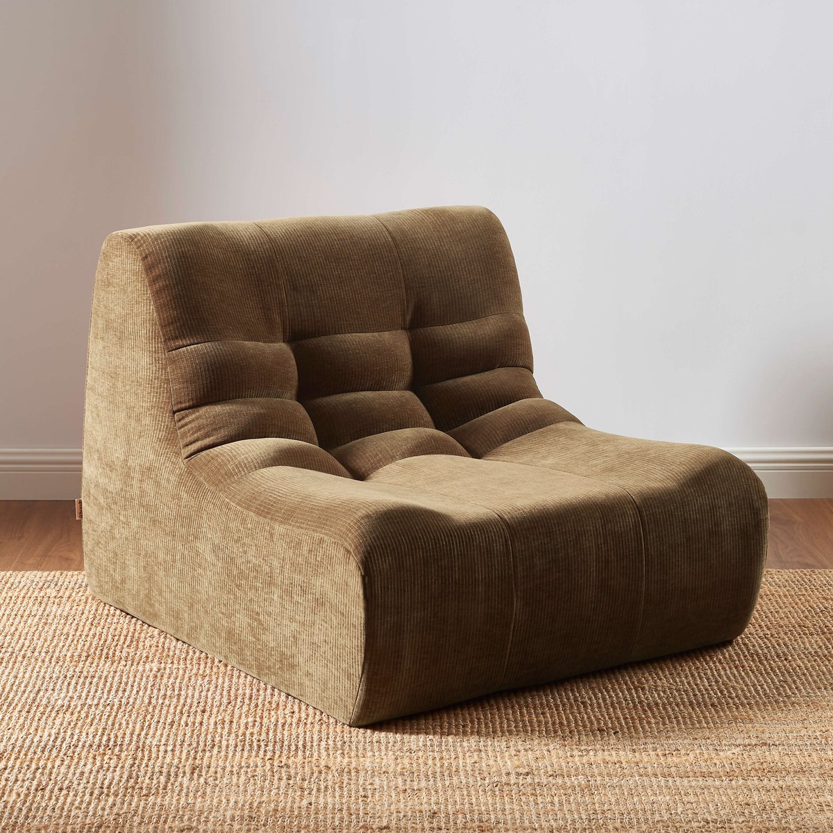 Ensemble banquette + chauffeuse velours JANIS marron, SORELH