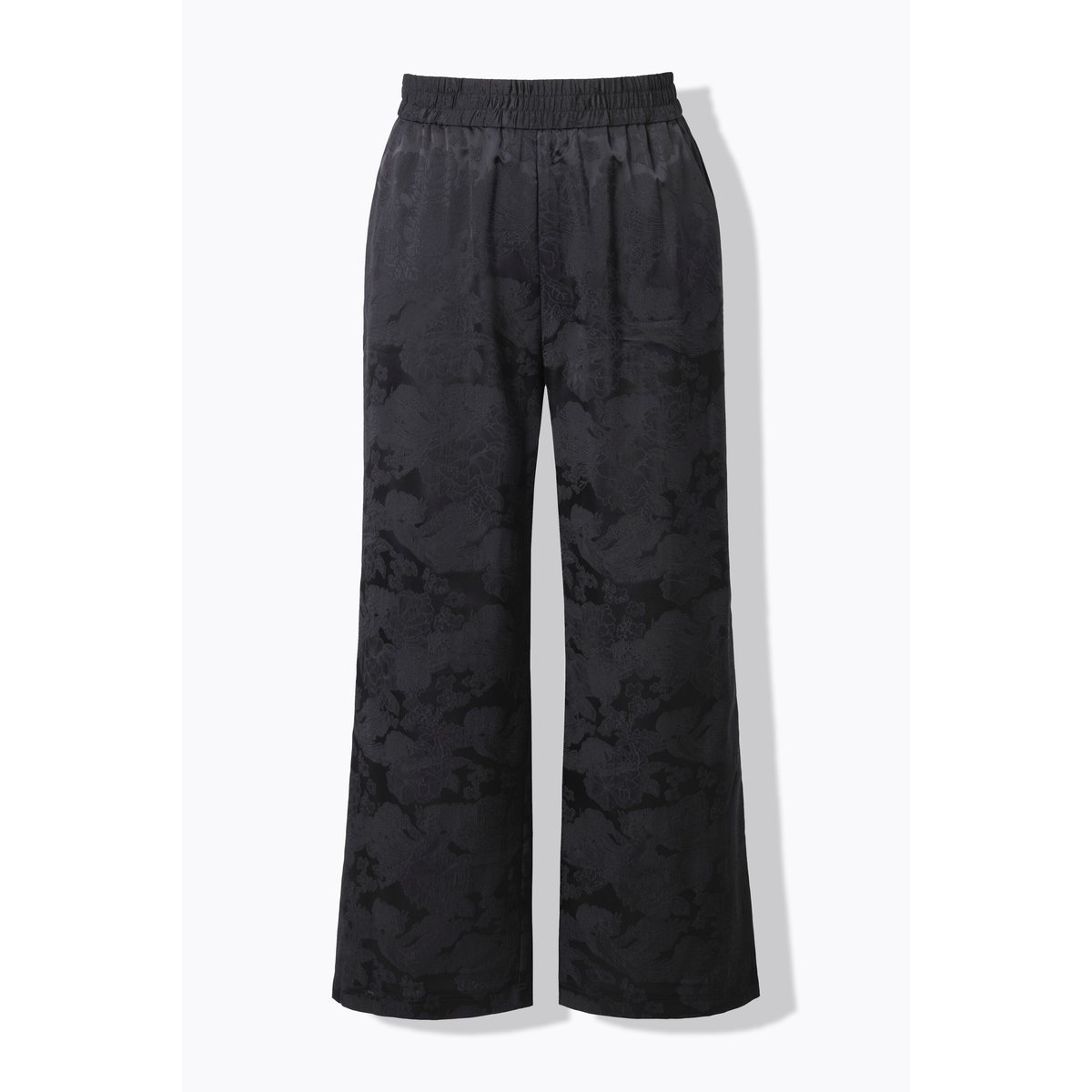 Pantalon en crêpe jacquard, motif à fleurs noir, STUDIO UNTOLD