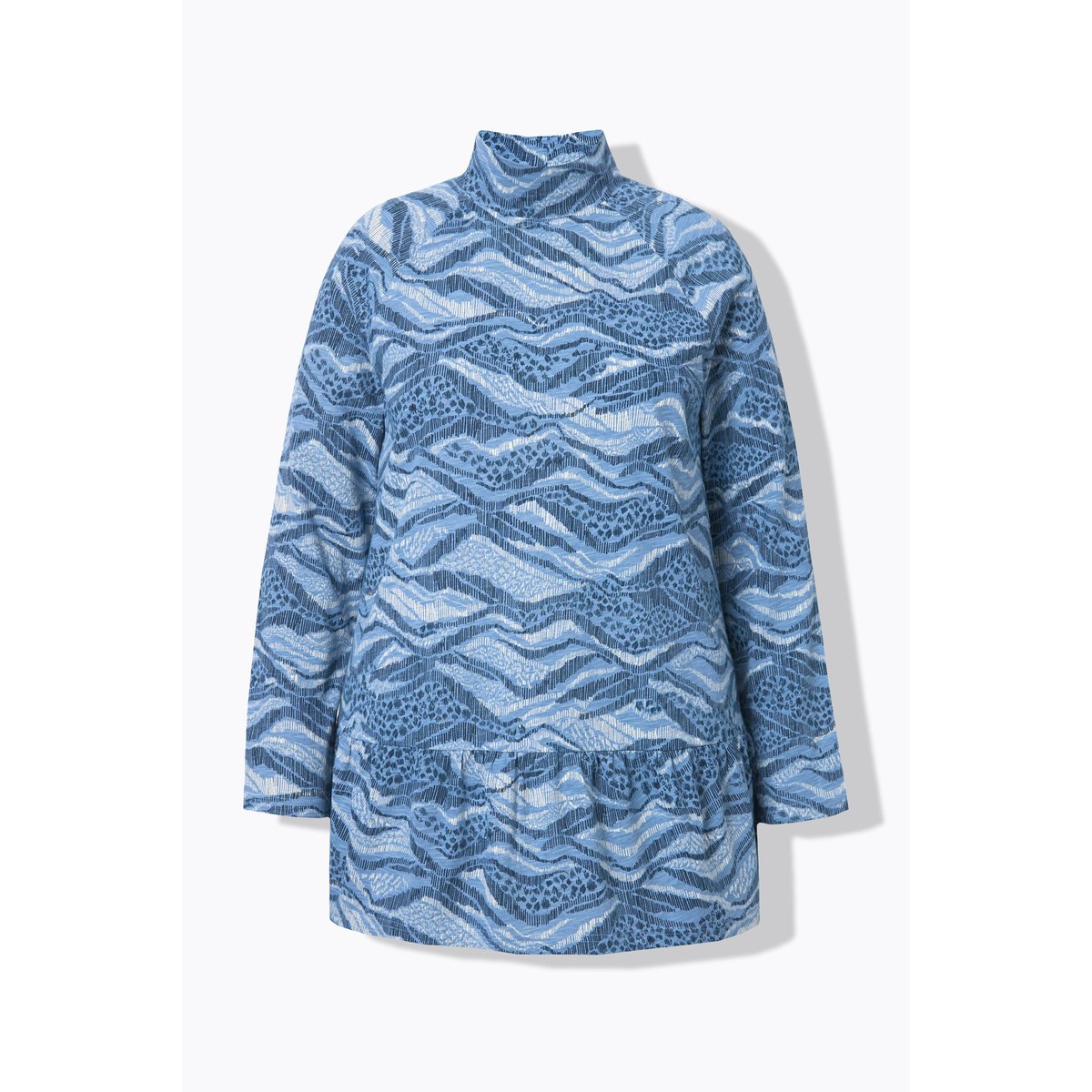 T-shirt long en coton bio bleu jean, ULLA POPKEN