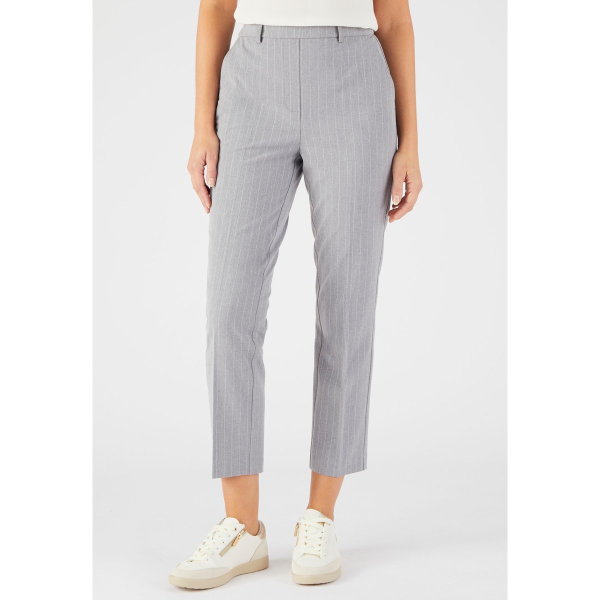 Pantalon 7/8ème enfilable bi-stretch gris rayé, DAMART