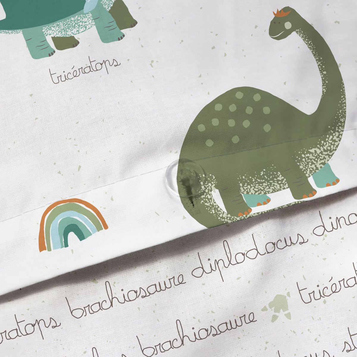 Parure de lit imprimée 100% coton, DINOS blanc, MATT ET ROSE