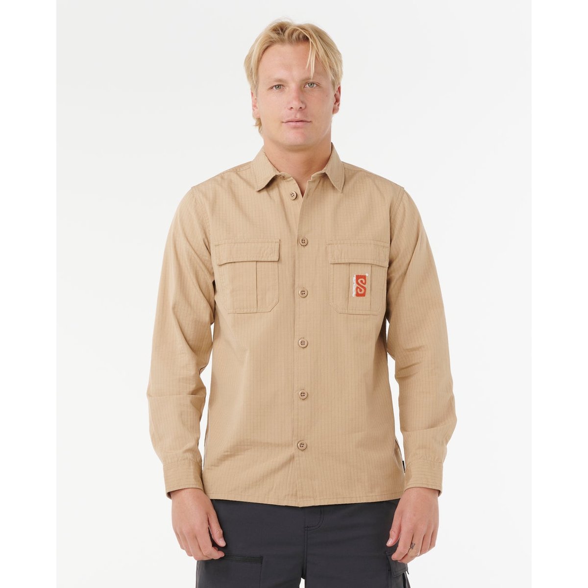 Chemise à manches longues The SEARCH Destroy khaki sand, RIP CURL