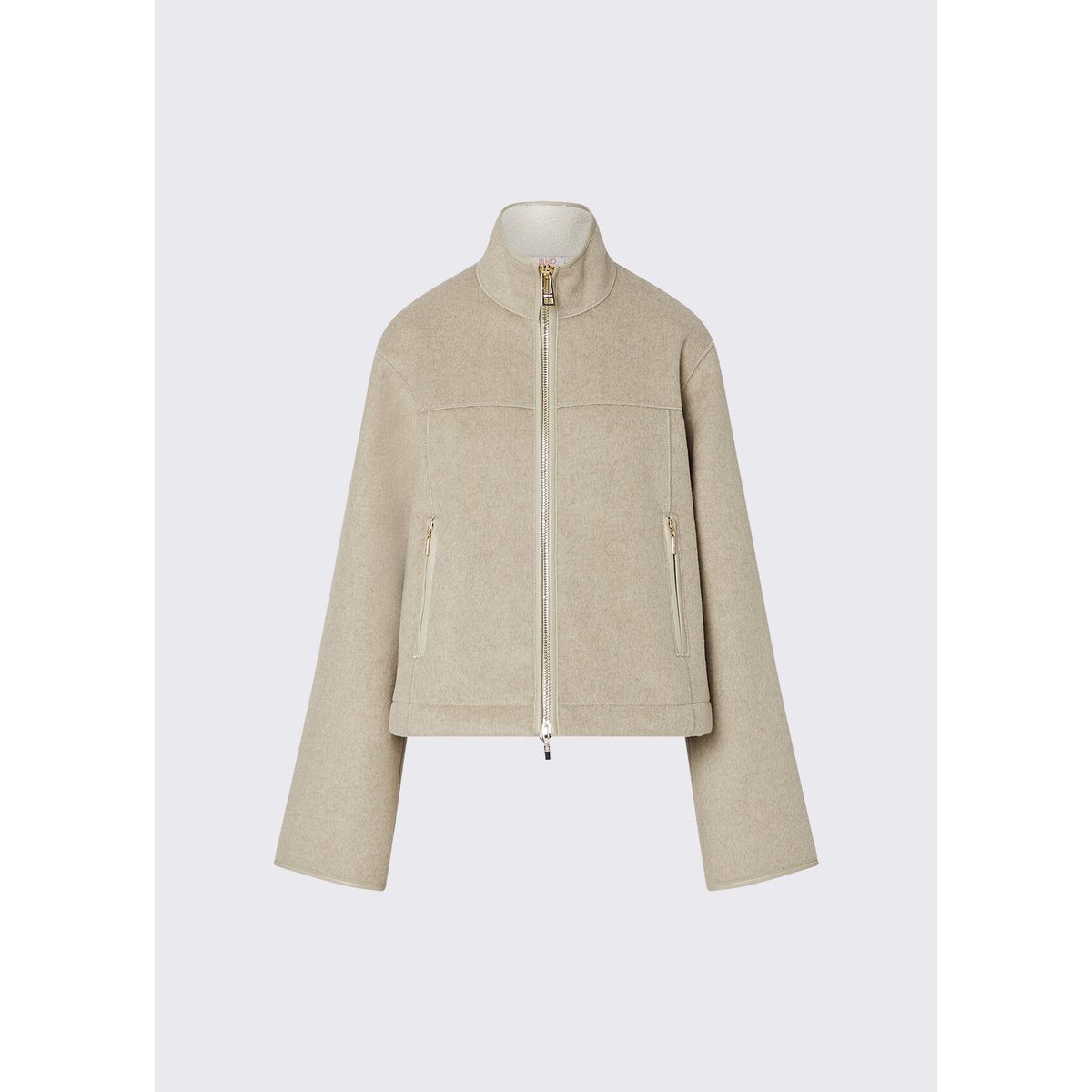 Manteau boxy en mouton synthétique beige, LIU JO