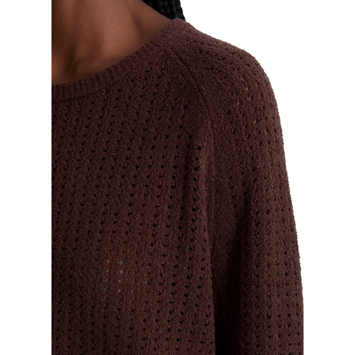 Pull en vrac en doux mélange de coton organique rouge foncé, MARC O’POLO DENIM
