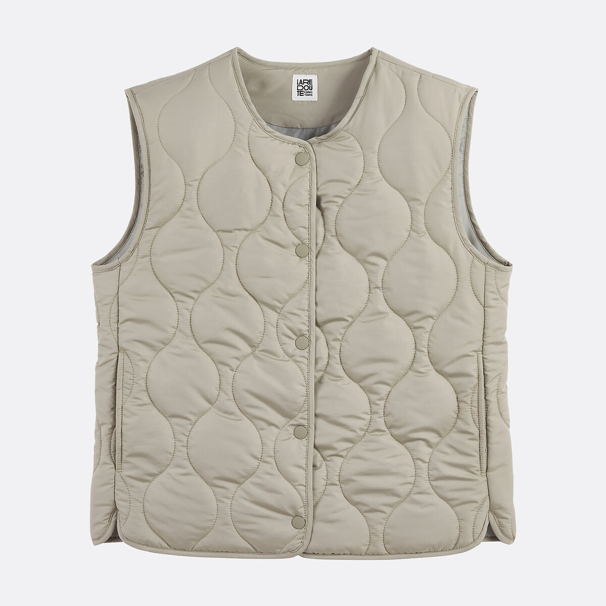 Chaleco acolchado con botones de presión verde grisáceo, LA REDOUTE COLLECTIONS