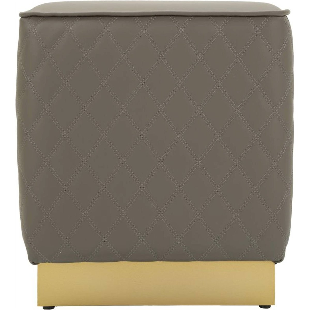 Pouf carré capitonné base métal GLAM gris et or, RECOLLECTION