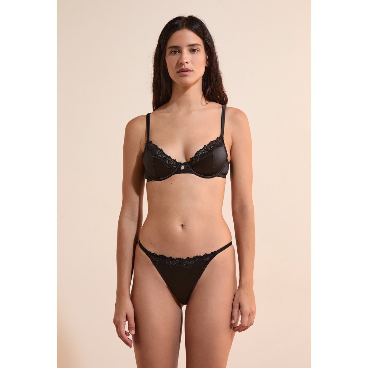 Culotte satinée avec détails dentelle CHUCHOTEE noir, ETAM