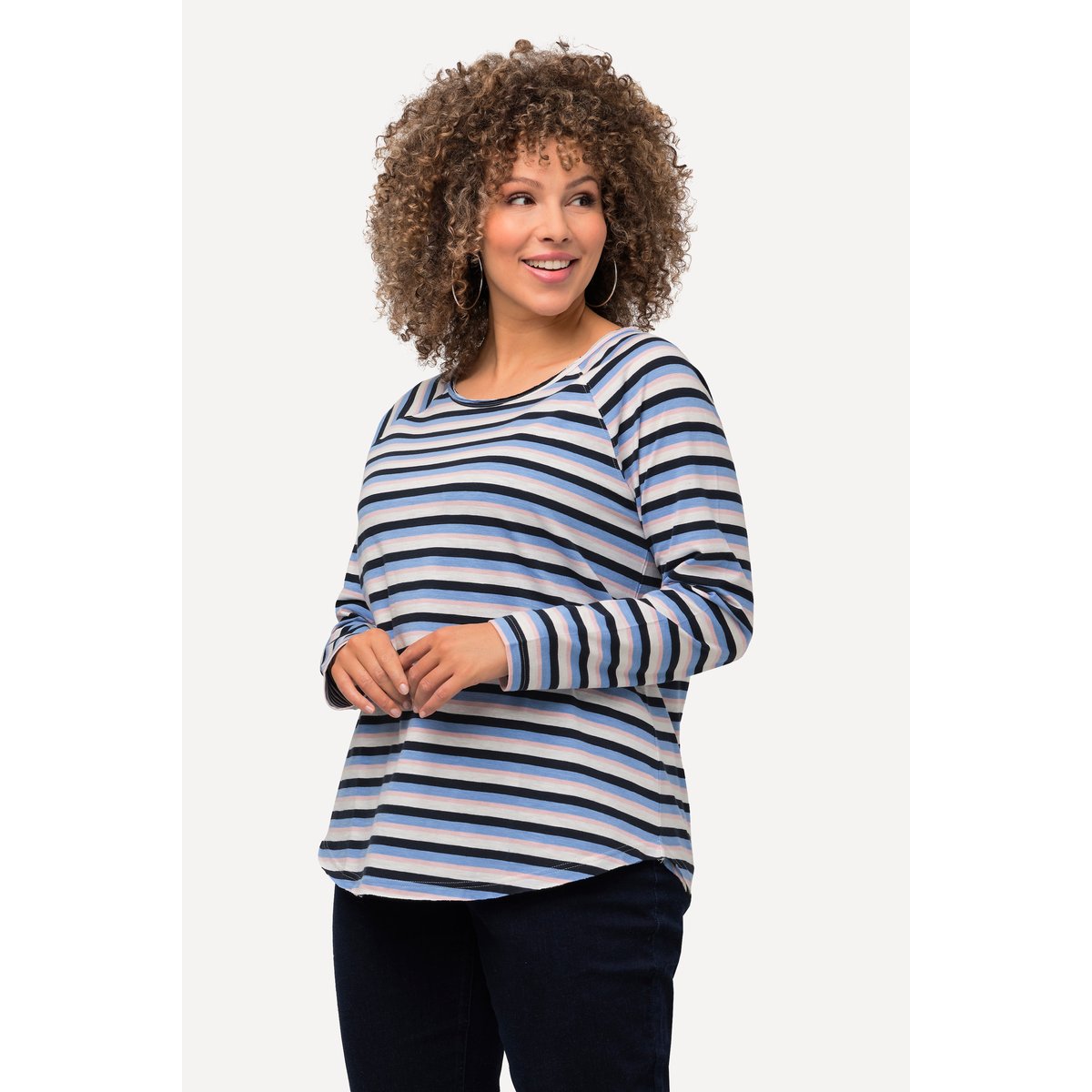 T-shirt à rayures et manches longues. Col marine, ULLA POPKEN