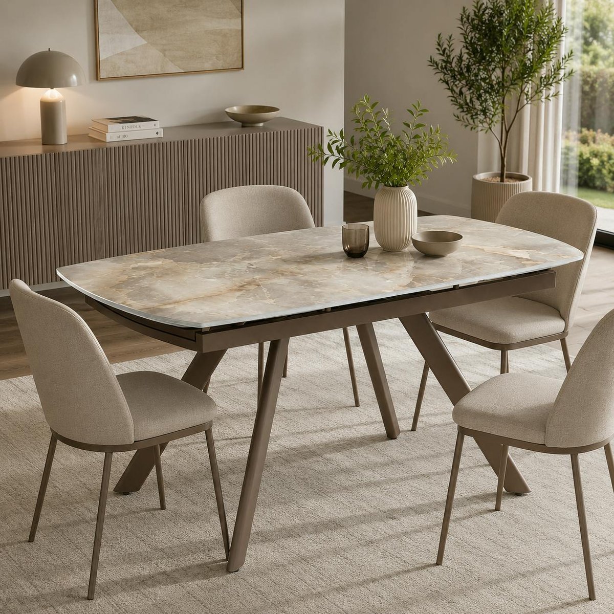 Table en céramique extensible, 6/8 places LORA onyx, PIER IMPORT