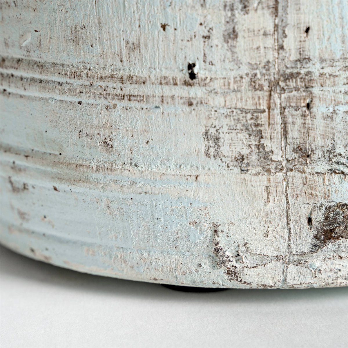 Vase ethnique en bois patiné, Lot de 4 brun patiné et bleu blanchi, RECOLLECTION