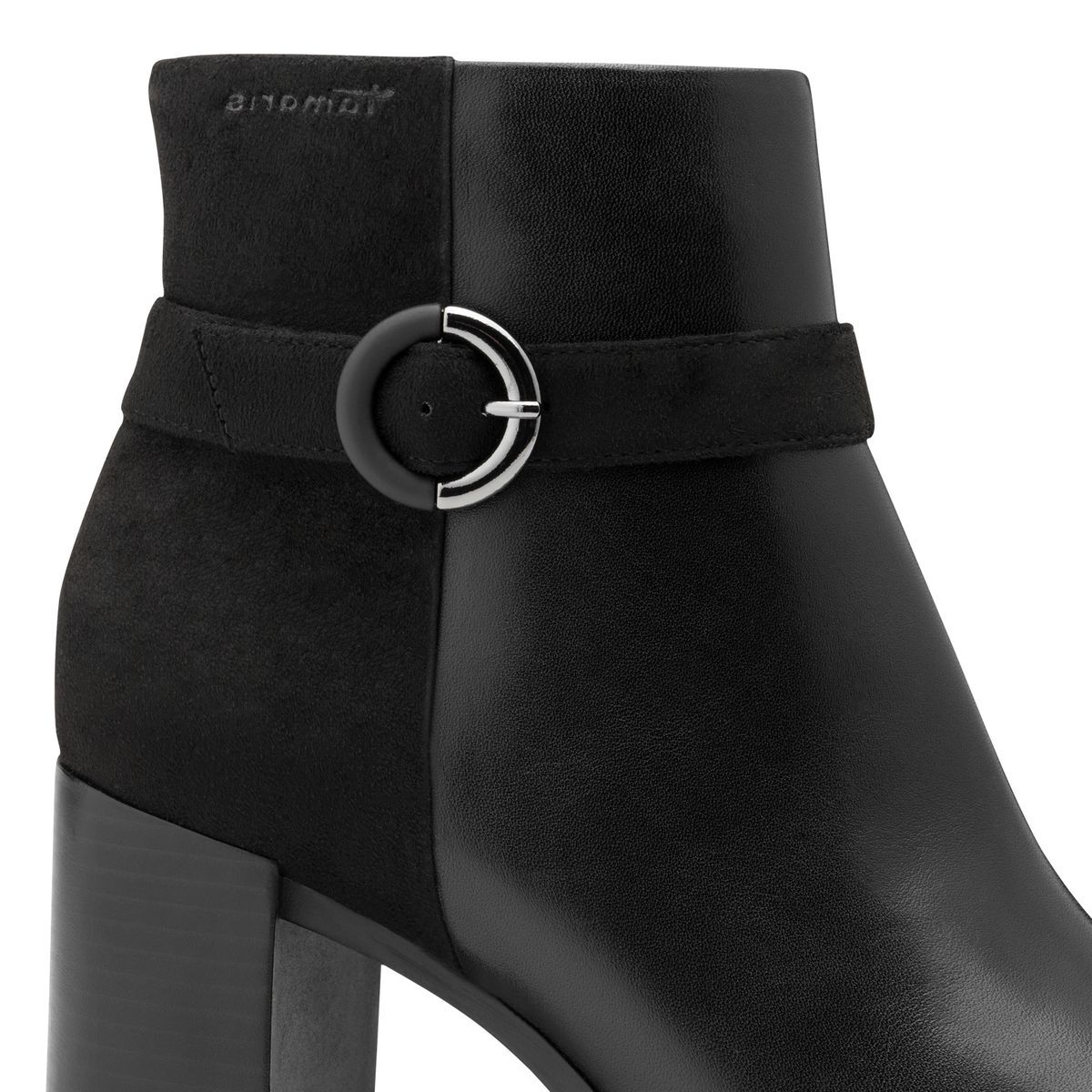 Bottine en cuir noir, TAMARIS