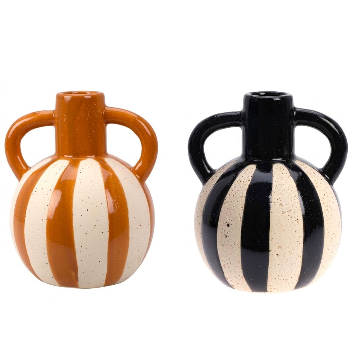Set de 2 vases en céramique terracotta, beige et noir 15.5x12.5cm beige, WADIGA