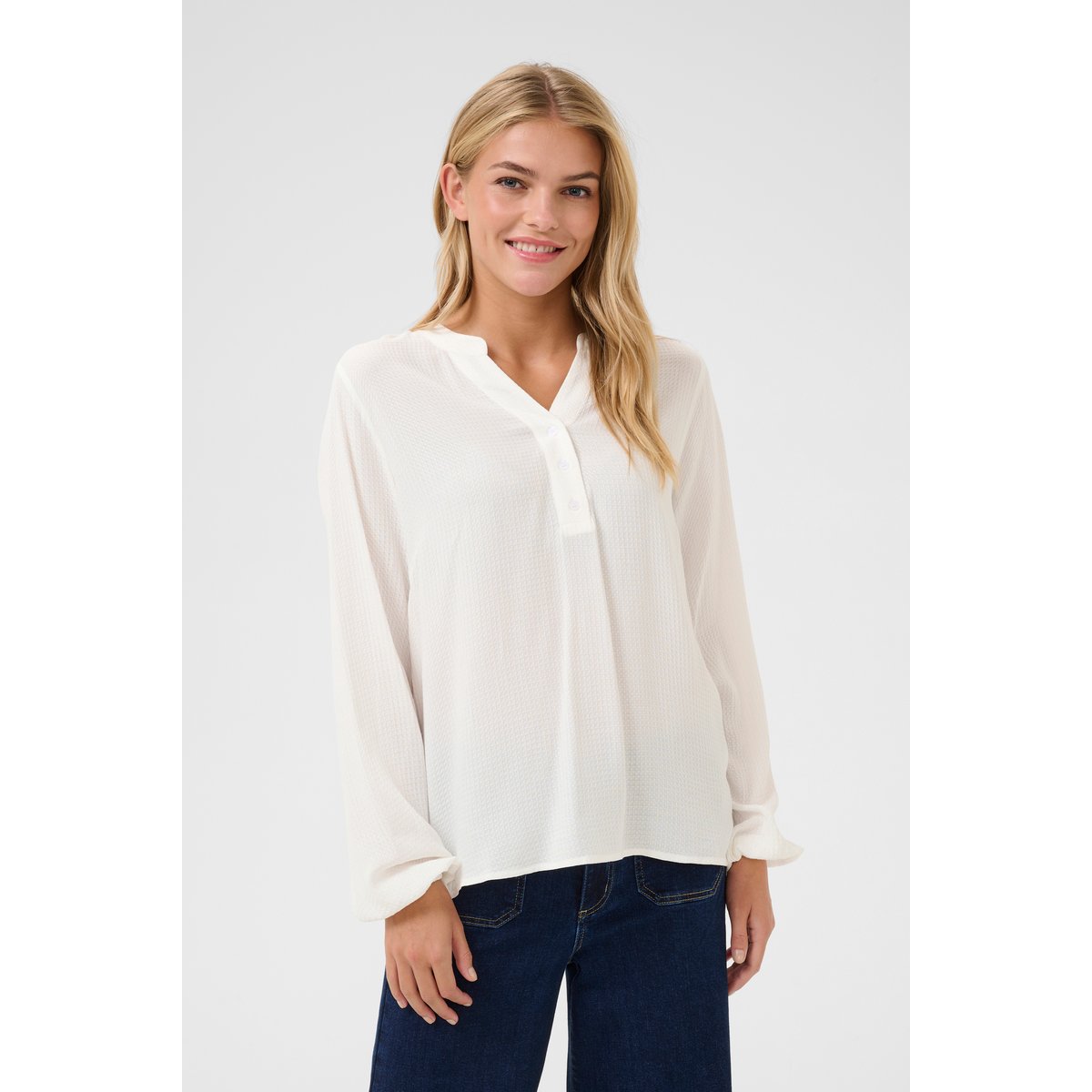Long sleeved blouse blanc chalk, KAFFE