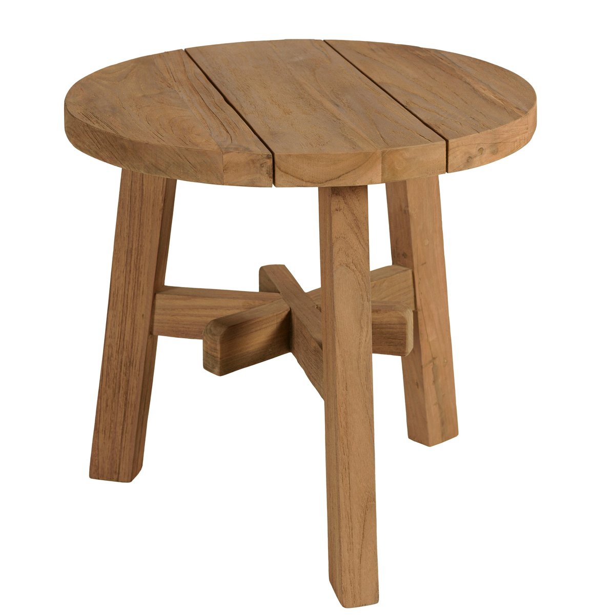 Table d'appoint de jardin ronde en bois de teck recyclé naturel D47 cm SANTO bois naturel, PIER IMPORT