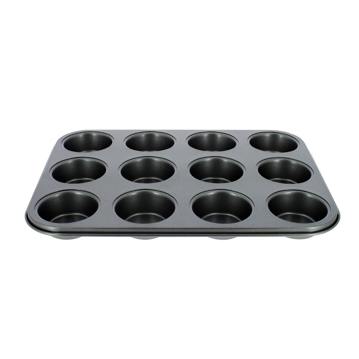 Plaque à 12 muffins en acier carbone, AMANDINE noir, MENASTYL