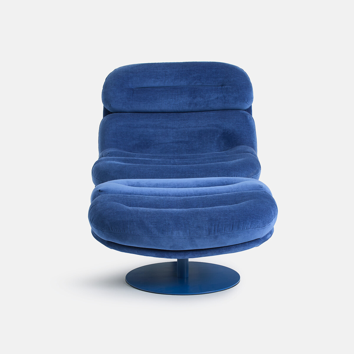 Fauteuil rotatif en velours, avec repose-pieds, MARLON bleu, LA REDOUTE INTERIEURS