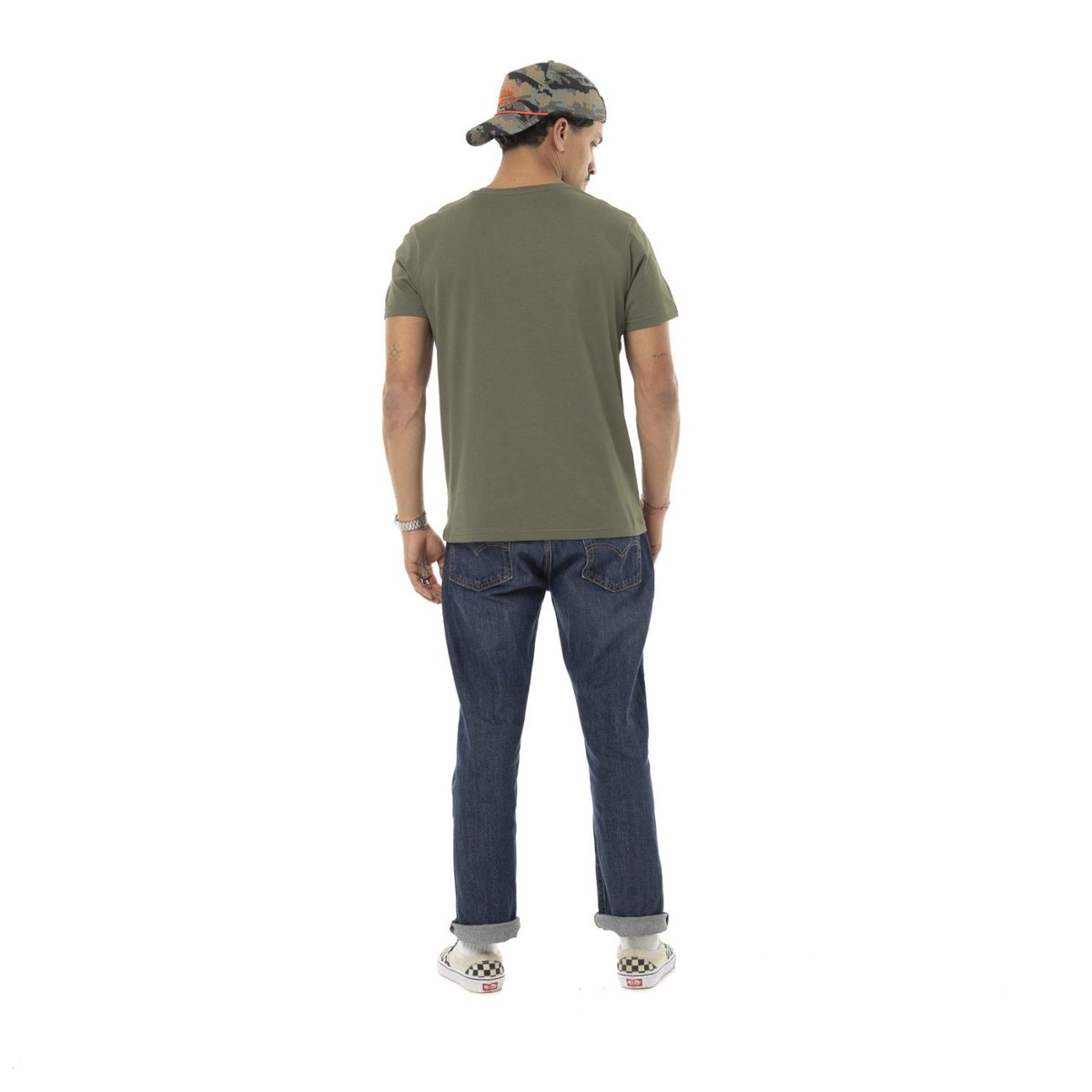 Tee Shirt coton GRAPH vert kaki/orange, VON DUTCH