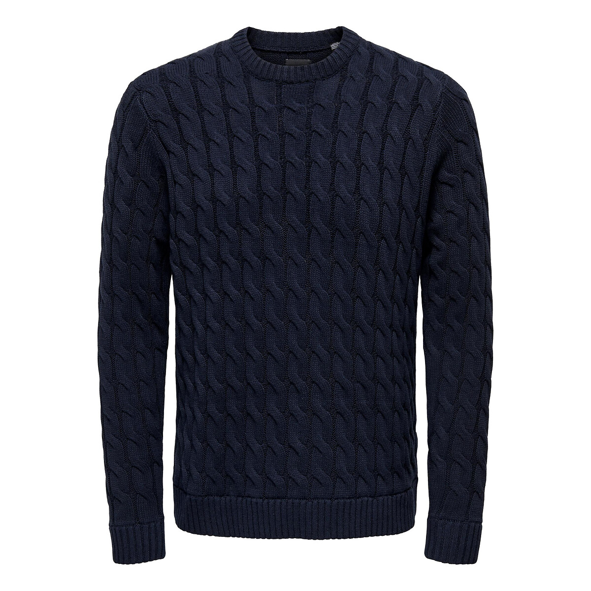 Pull col rond droit bleu marine, ONLY & SONS