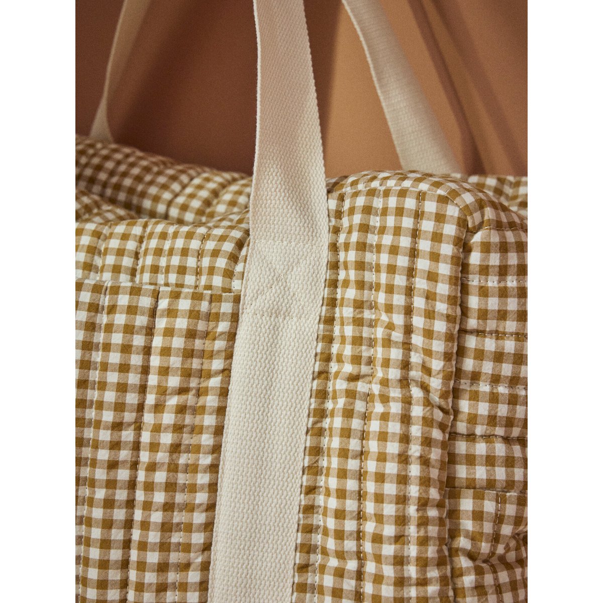 Sac à langer en gaze de coton vichy caramel, CYRILLUS