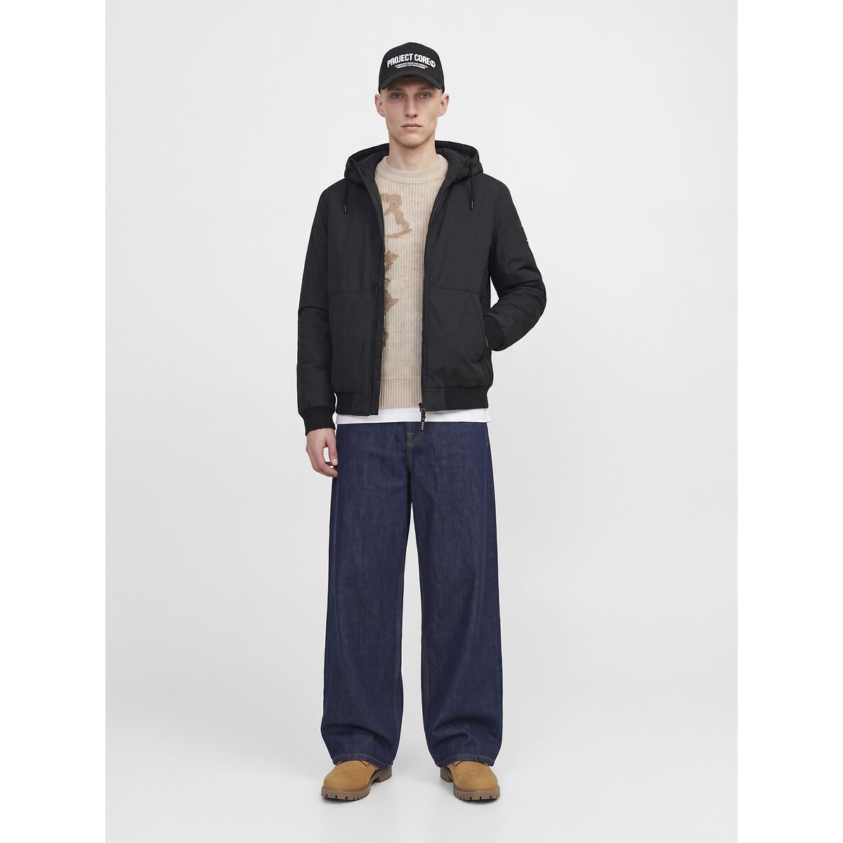 Chaqueta bomber con capucha negro, JACK & JONES