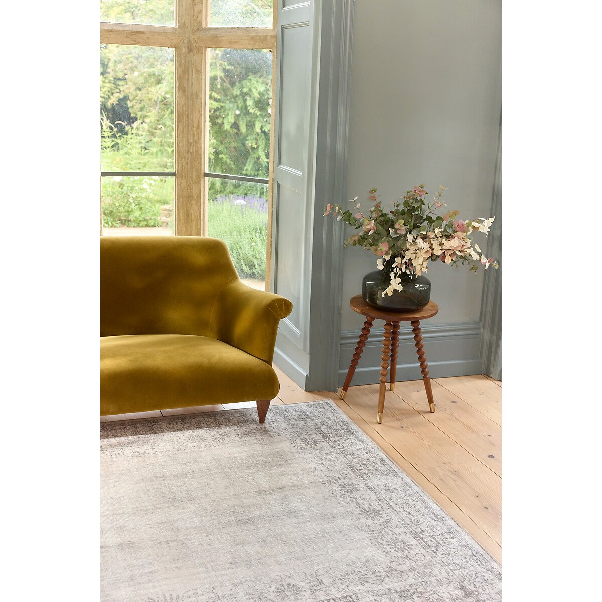 Brocade Border Eco-Washable Rug grey, HUG RUG