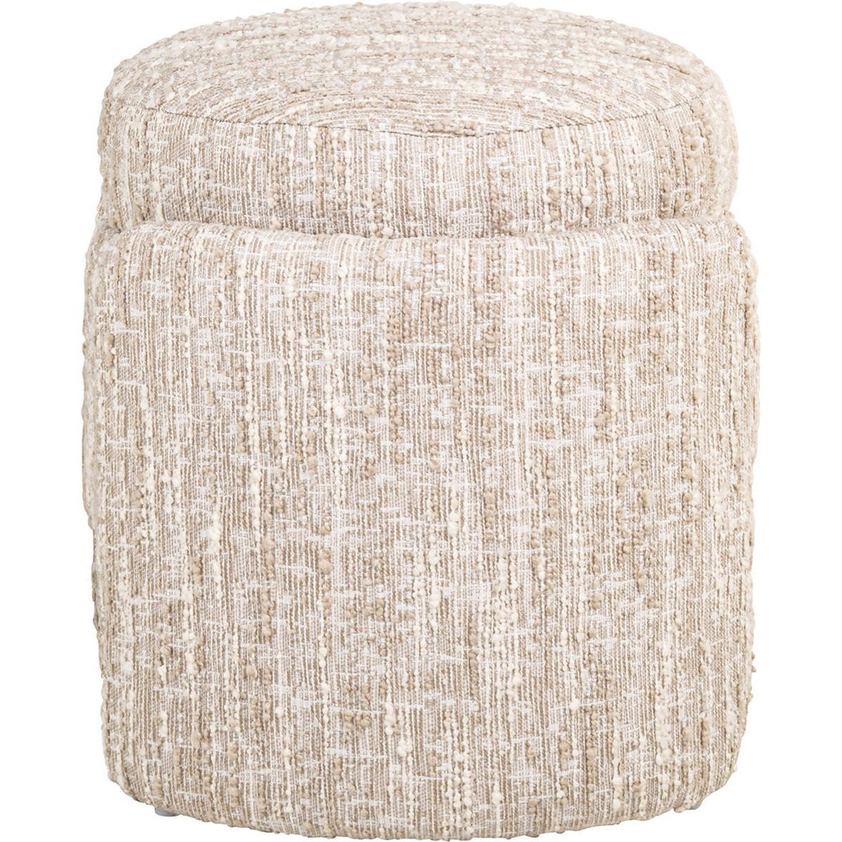 Pouf coffre contemporain avec rangement beige angora, RECOLLECTION