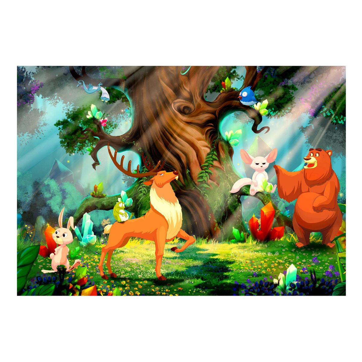 Papier peint intissé panoramique Pour enfants Bear and Friends multicouleur, EDEN