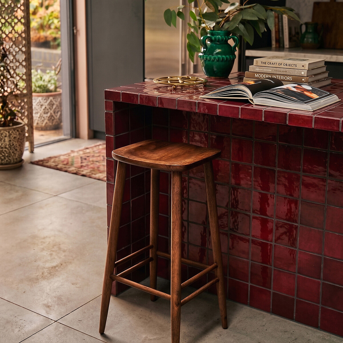 Southwark Acacia Wood Bar Stool dark acacia wood, SWOON