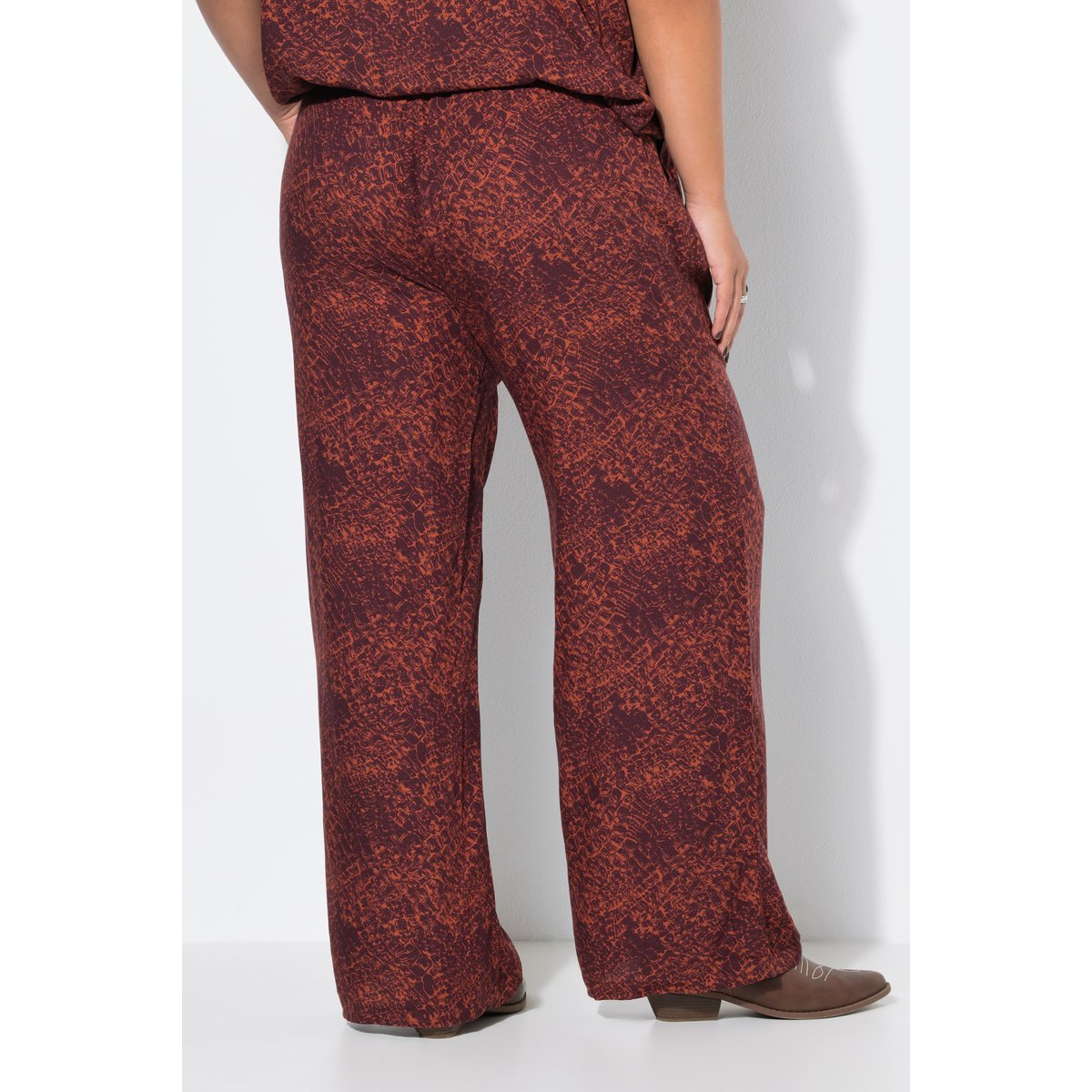 Pantalon palazzo, jambe large, imprimé croco marron, STUDIO UNTOLD